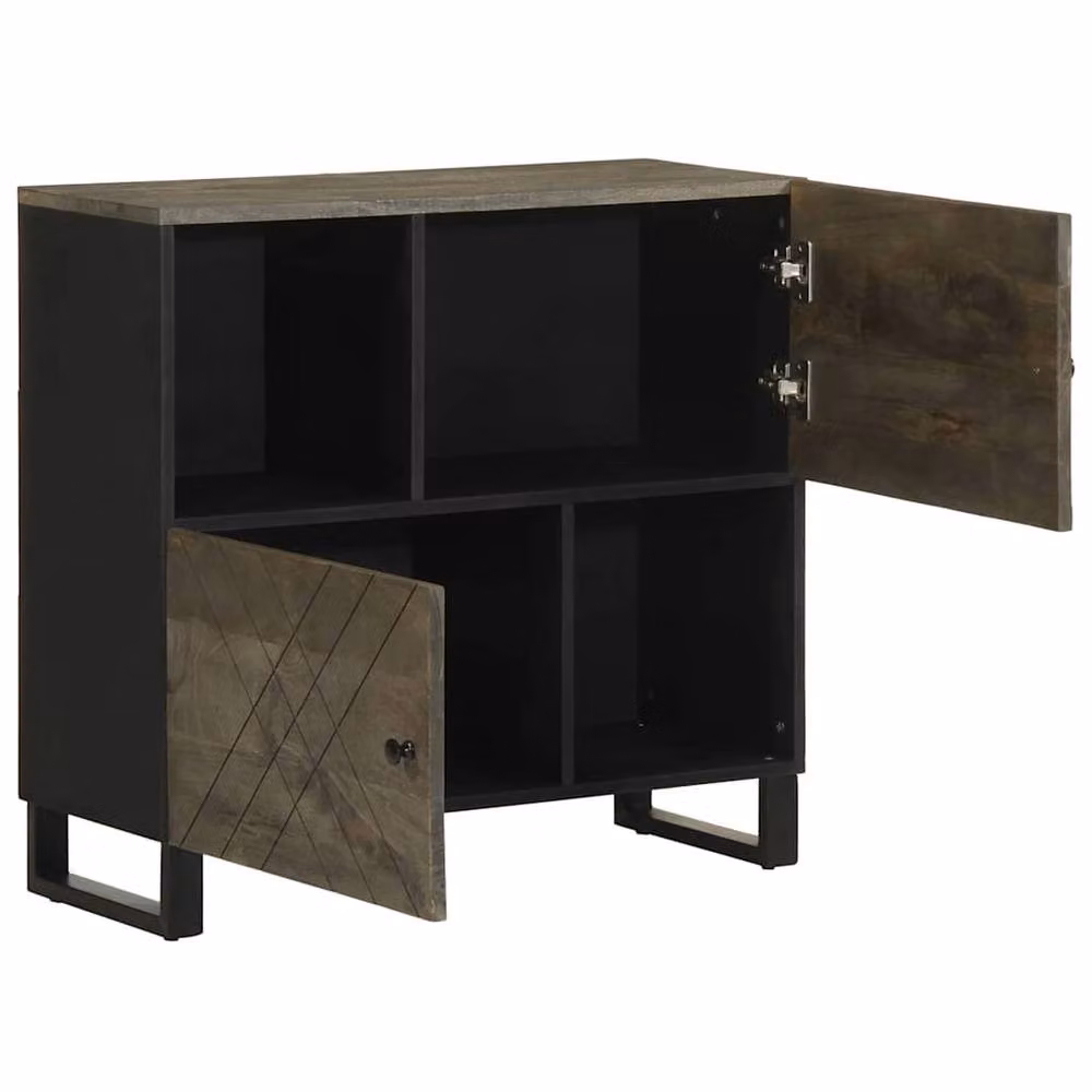 Berkfield Home Black Mango Wood Sideboard W/D/H: 80 x 33 x 75 cm – 2