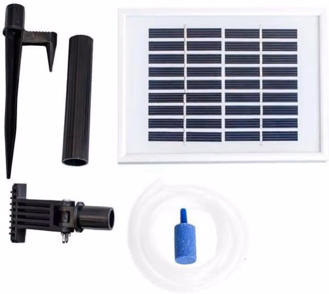 Solaray Primrose Solar Powered Pond Oxygenator Aerator with 1 Stone, Black and Multicolour