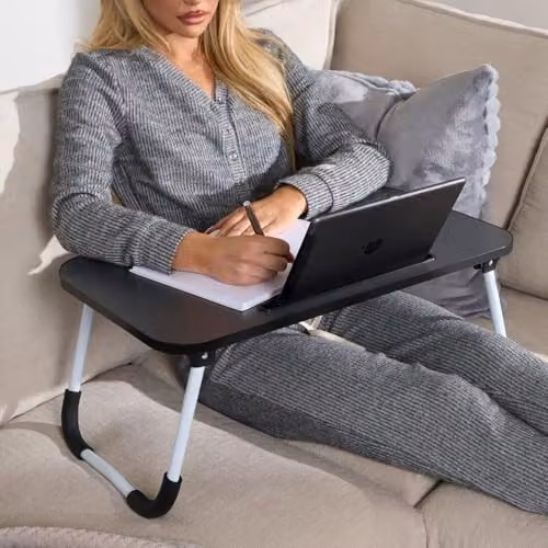 OHS Foldable Wooden Laptop Table and Bed Tray in Anthracite, W/D/H: 60 x 35 x 26 cm – 2
