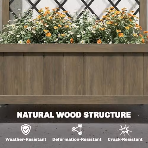 Outsunny Brown Carbonised Wood Raised Garden Bed with Metal Trellis and Lockable Wheels, W/D/H: 168 x 72 x 36 cm – 4