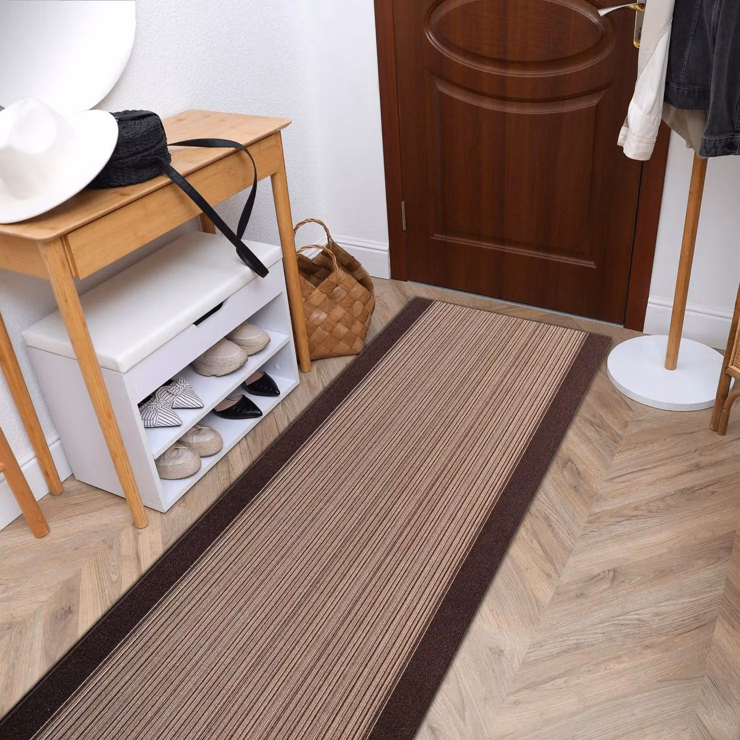 RugsX Carnaby Anti-Slip Striped Runner in Brown, W/D/H: 80 x 100 cm – 4