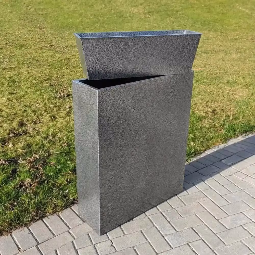 Access Garden Products Galvanised Steel Trough Planter in Silver and Black, W: 75 cm, H: 90 cm – 2