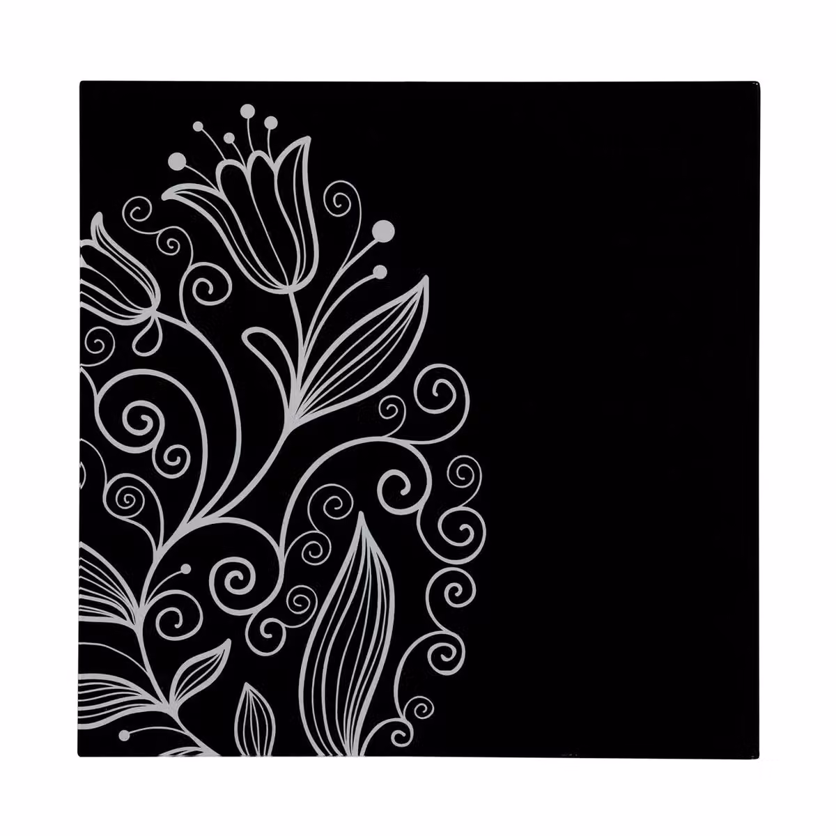Orsina Modern Botanical Tulip Glass Print Wall Décor in Black – 2