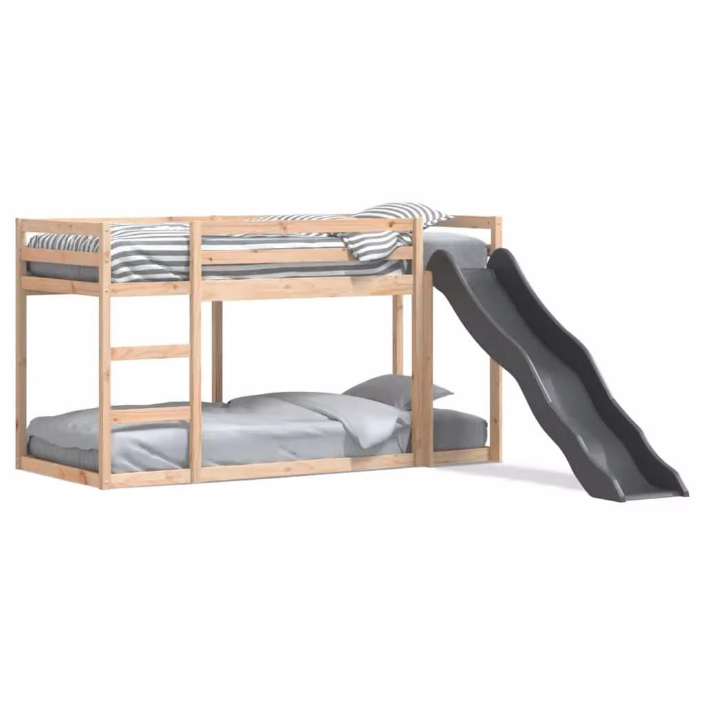 Berkfield Home Solid Wood Bunk Bed with Slide and Ladder in Brown, W/D/H: 200 x 80 x 160 cm – 2