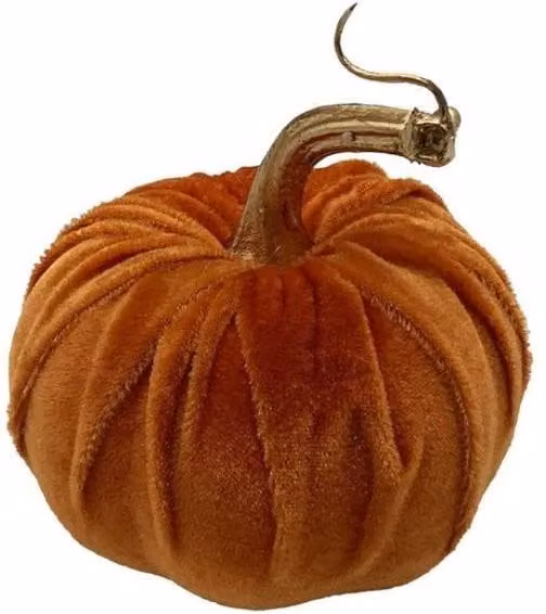 KDMD Orange Velvet Pumpkin Tabletop Decoration, 10 Pack