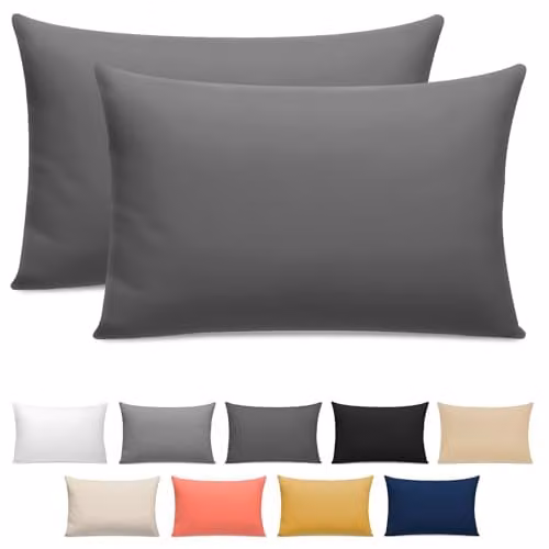 Pamposh 300 Thread Count Cotton Sateen Pillow Case Pair in Anthracite Grey with Envelope Closure – 1