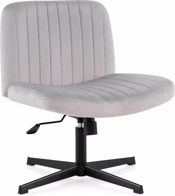 Gymax Armless Velvet Swivel Vanity Chair in Grey – 1
