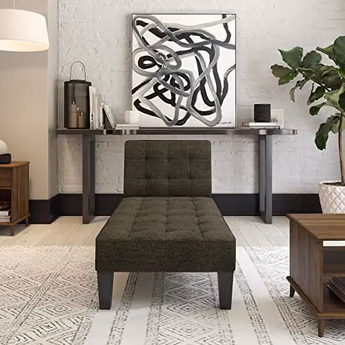 DHP Adalynn Chaise Lounger in Grey Linen, W: 73 cm, D: 163 cm, H: 80 cm – 3