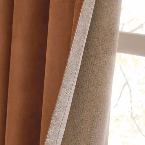 Furn Reversible Suede-Look Blackout Eyelet Curtain Pair in Orange or Brown, W: 117 cm, H: 137 cm – 2