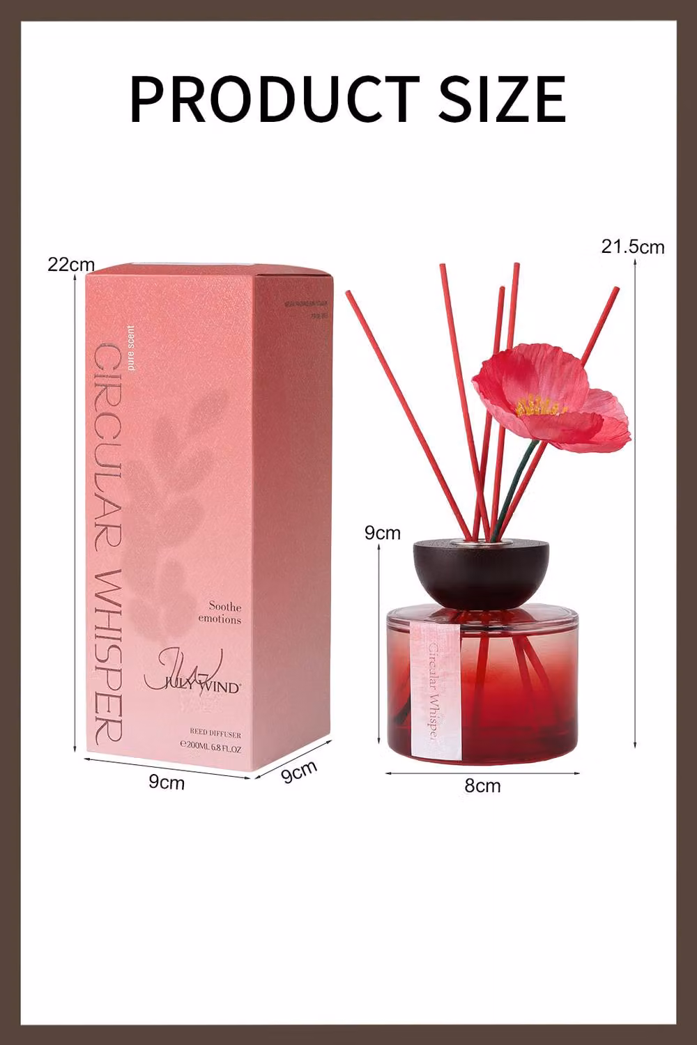 Living and Home Red Home Fragrance Reed Diffuser Set, 200ml, Fruity, Floral and Woody Scent – 4