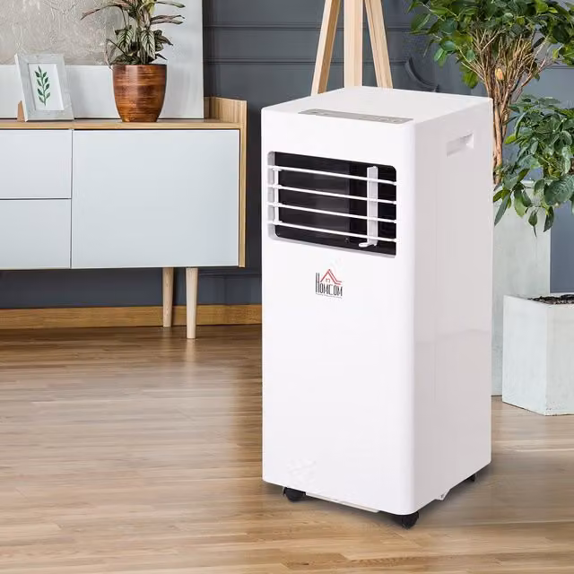 HOMCOM Mobile Monobloc Air Conditioner with Remote Control and Timer, White