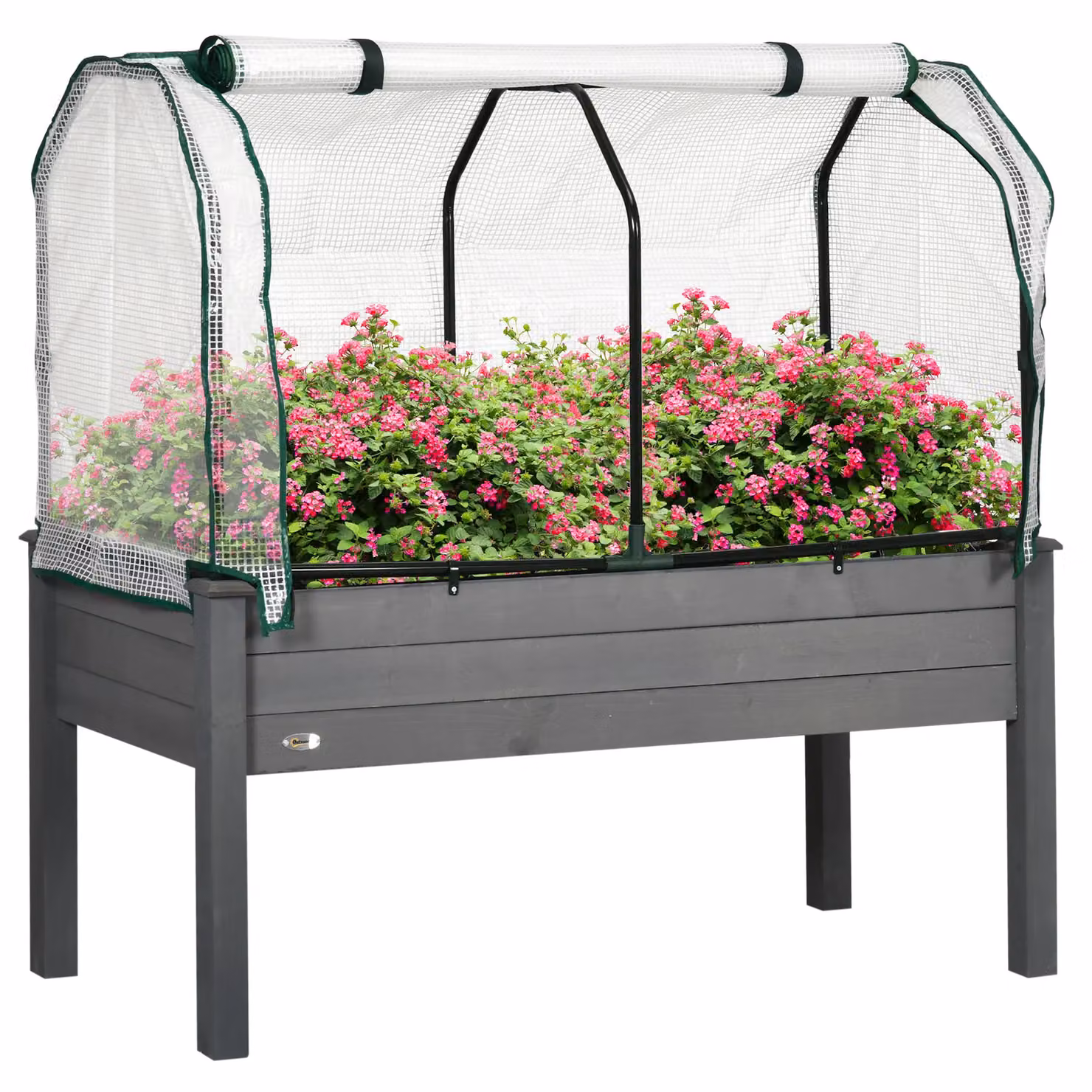 OUTSUNNY Raised Garden Bed with PE Cover in Dark Grey – 2