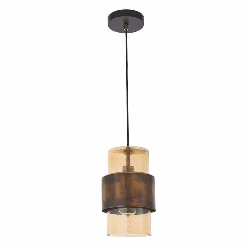 Netlighting PALERMO Dimmable Modern Glass Pendant Ceiling Light in Yellow and Gold/Brass – 3