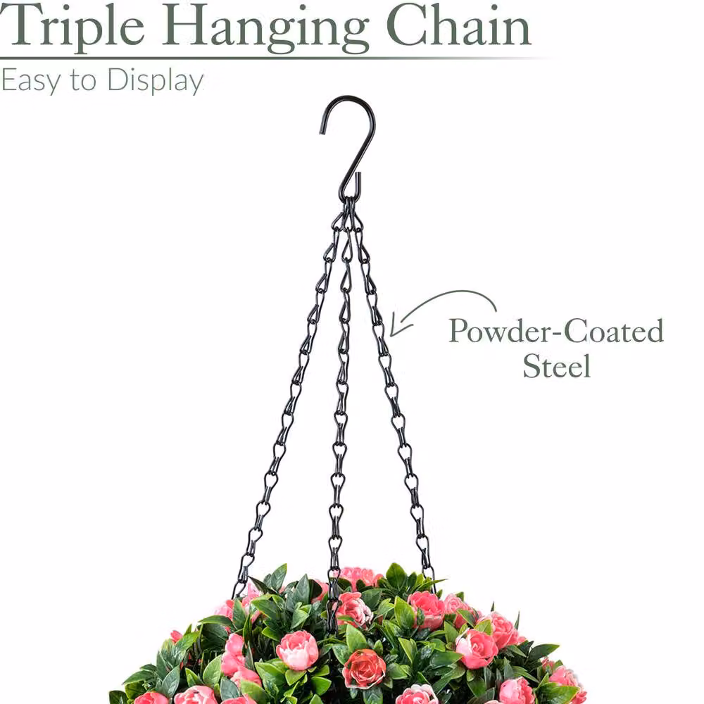 Christow Artificial Rose Hanging Topiary Balls in Pink and White, Diameter: 28 cm (Set of 2) – 4