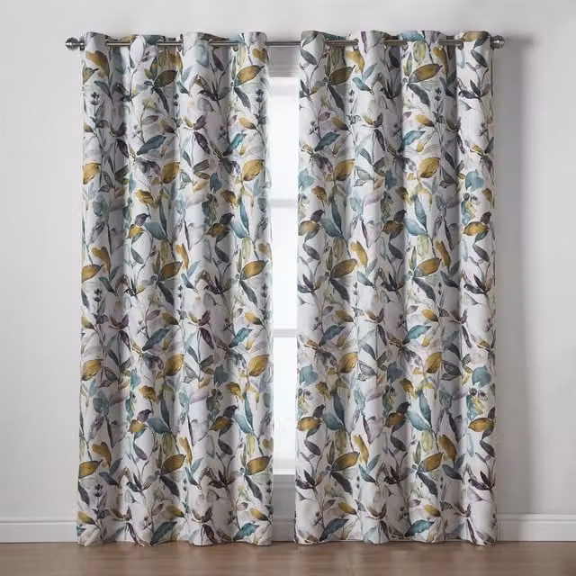 Alan Symonds Giverny Floral Thermal Blackout Eyelet Curtains in Green, Multicolour, Width: 229 cm, Drop: 229 cm – 1