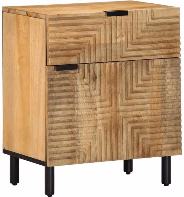 Berkfield Home Brown Mango Wood Bedside Cabinet W: 50 cm, D: 33 cm, H: 60 cm – 1
