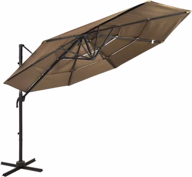 Berkfield Home 4-Tier Parasol with Aluminium Pole, Beige, W: 300 cm x D: 300 cm – 1
