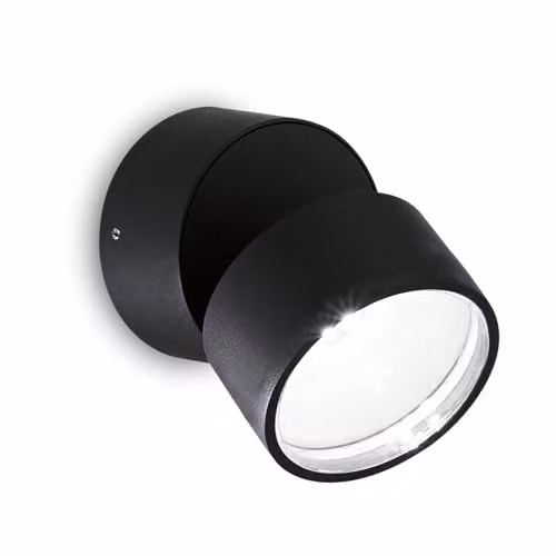 Netlighting Omega Round Single Spotlight in Black, IP54, 4000K, Adjustable Aluminium and Glass Ceiling Light