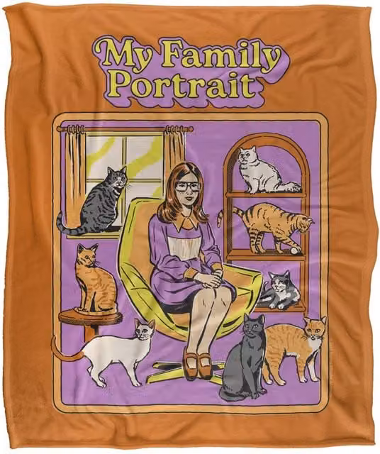 Steven Rhodes My Family Portrait Multicolour Fleece Throw Blanket W/D/H: 152 x 127 cm
