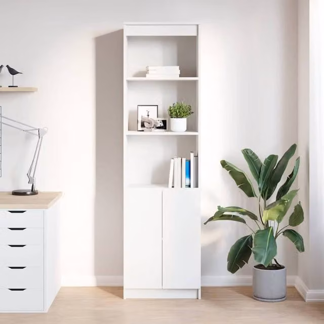 Berkfield Home White Highboard with Hinged Doors and Internal Shelves, W/D/H: 50 x 35 x 180 cm