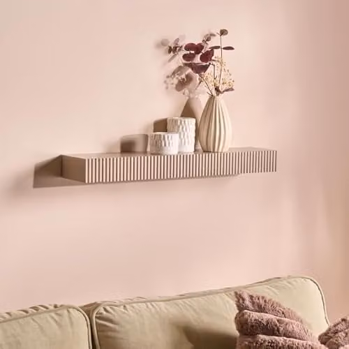OHS Ribbed Floating Wall Shelf in Natural Sand, W: 61 cm, D: 13 cm, H: 6 cm – 1