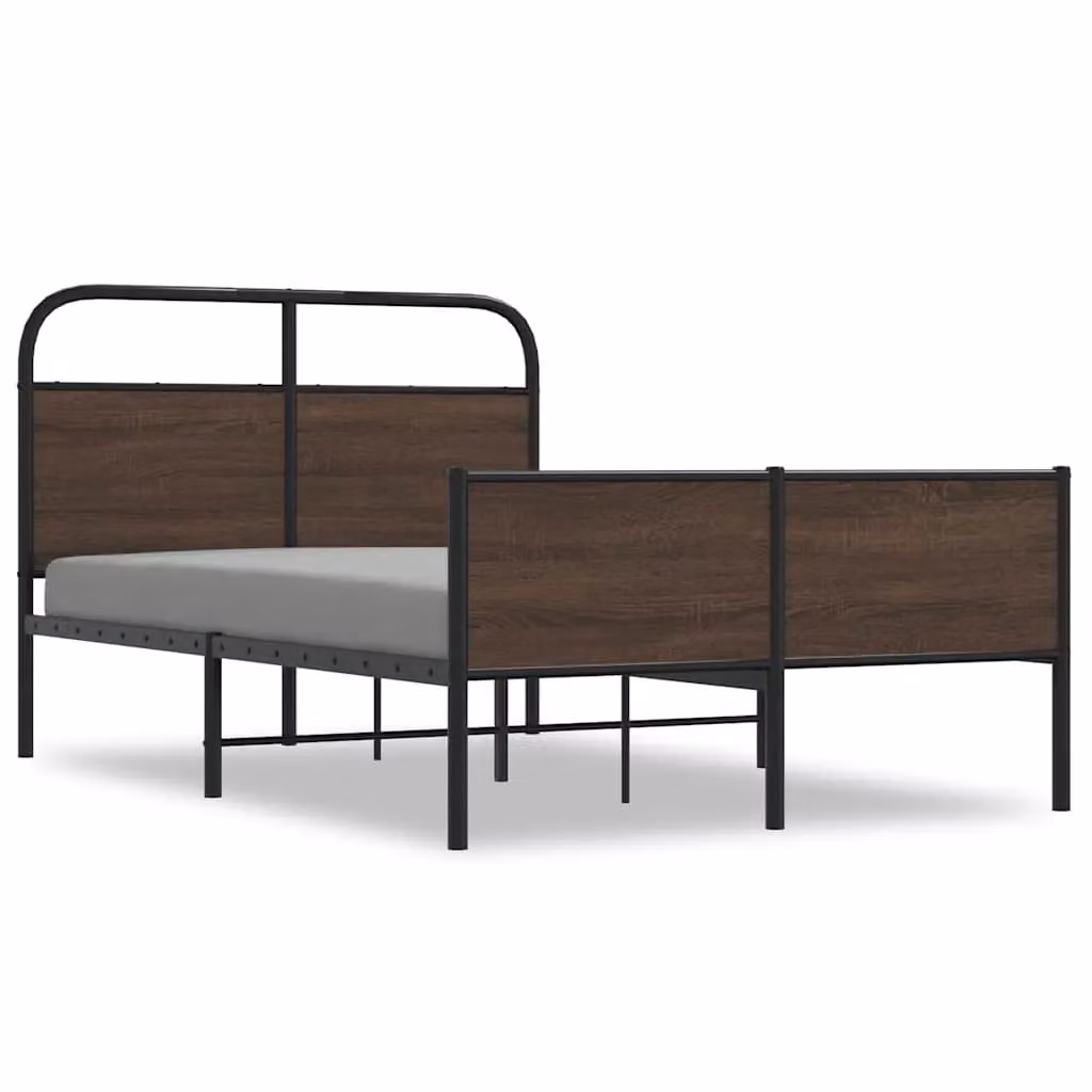 Berkfield Home Bed Frame in Brown Oak, W/D/H: 120 x 190 cm – 2