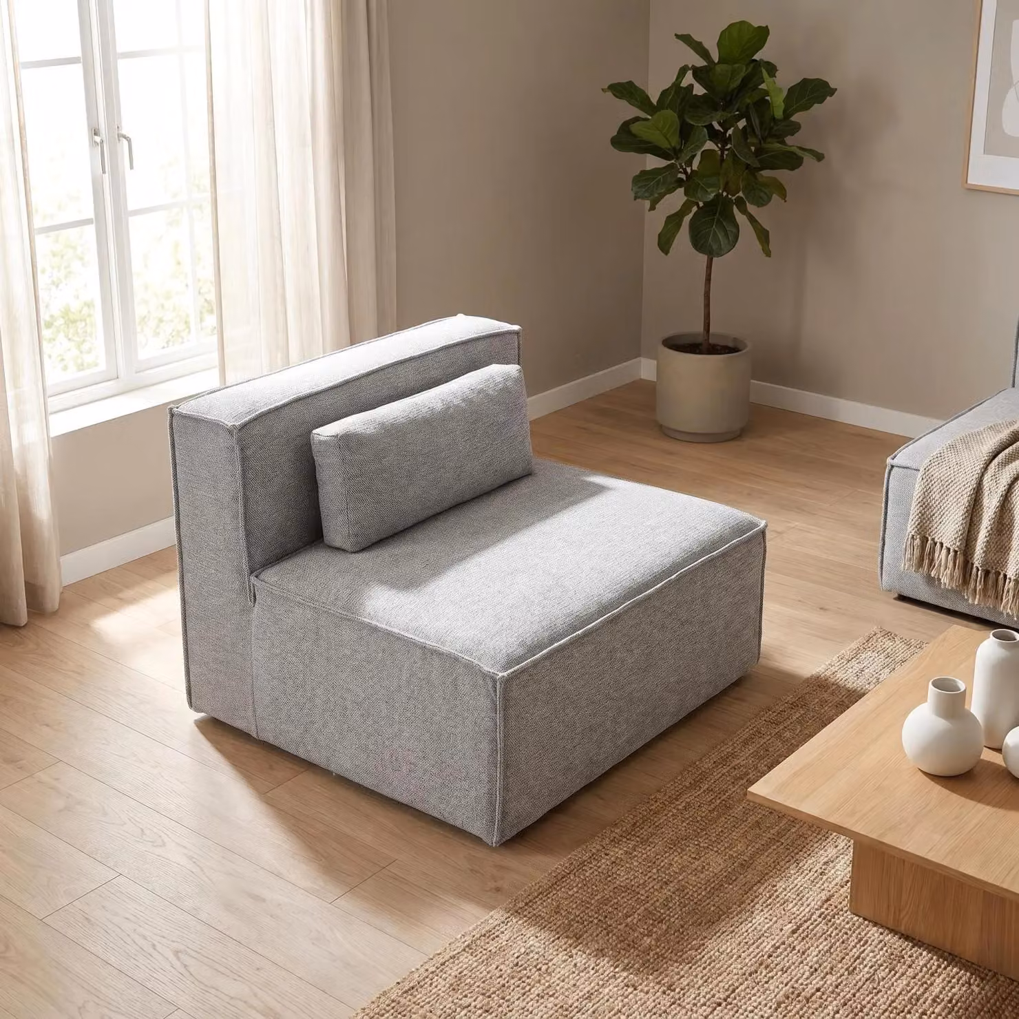Abakus Direct Doris Basket Weave Single Seat Modular Sofa in Grey – 3