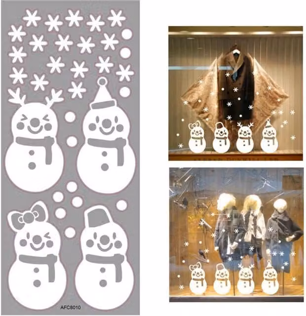 KDMD Christmas 3D Removable Snowman Window Wall Stickers AFC8010 in White – 1