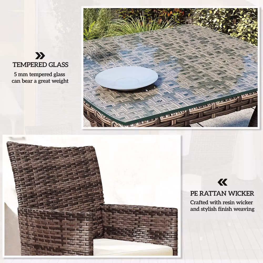 ERGOVEXA 2 Seat Twin Rattan Bistro Chair and Table Set in Brown – 9