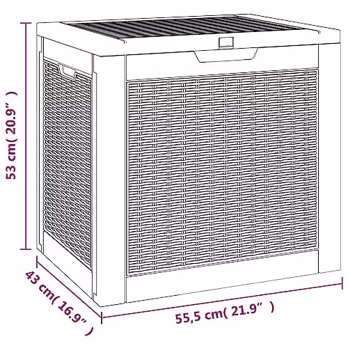 vidaXL Garden Storage Box in Brown Plastic, W/D/H: 55.5 x 43 x 53 cm – 2