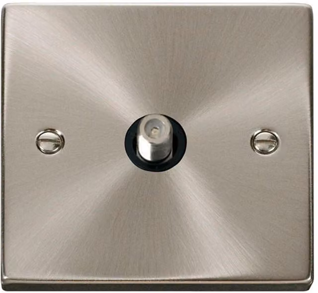 SE Home 1 Gang Flush Satellite Socket in Brushed Chrome and Metallic Silver