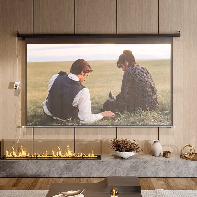 Livingandhome Electric Motorised 16:9 Projector Screen, Black, Width: 186 cm