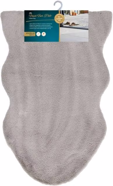 JVL Faux Fur Pelt Rug in Grey and Beige, W: 90 cm, D: 60 cm – 1