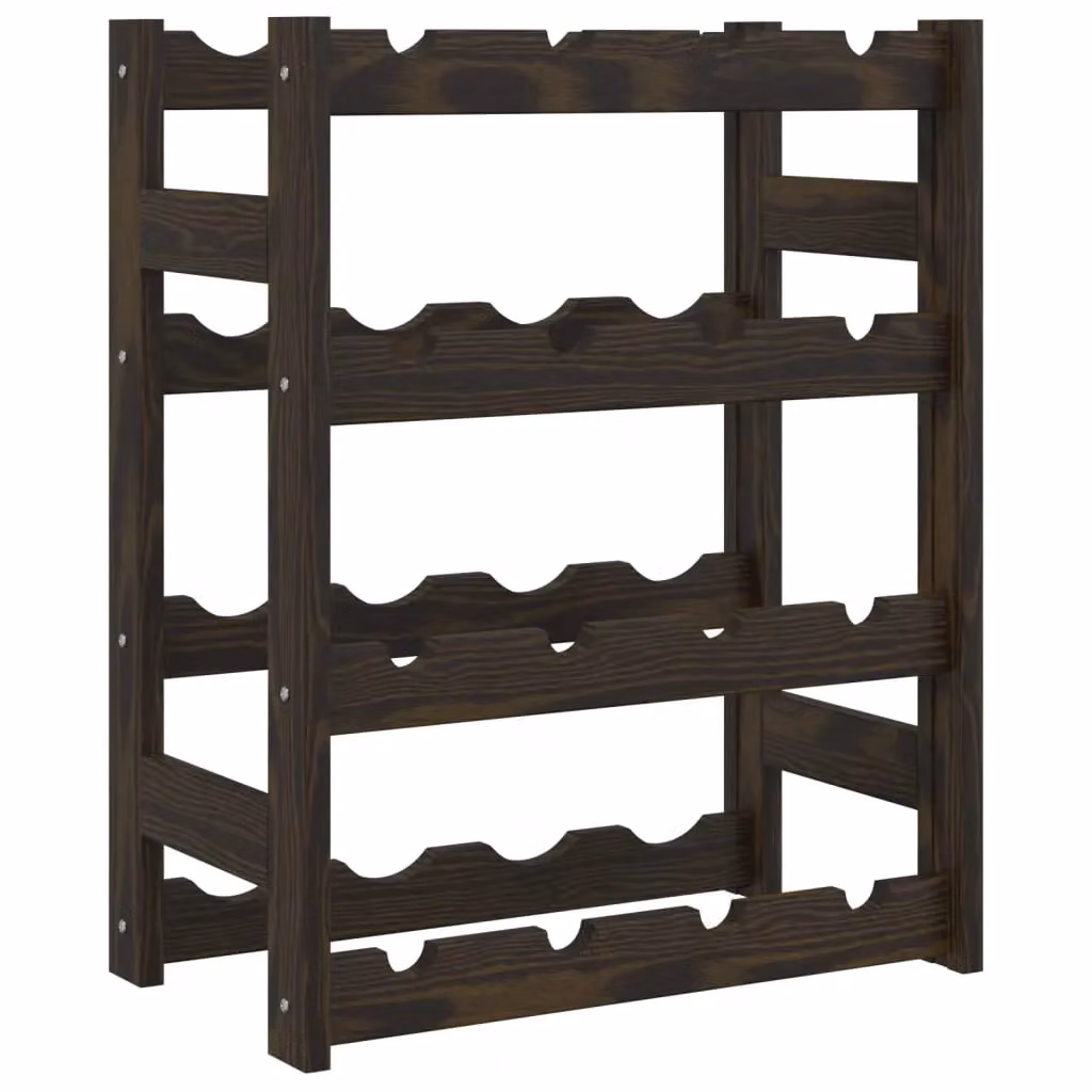 Berkfield Home Black Solid Pine Wall Mounted Wine Rack for 16 Bottles – 2
