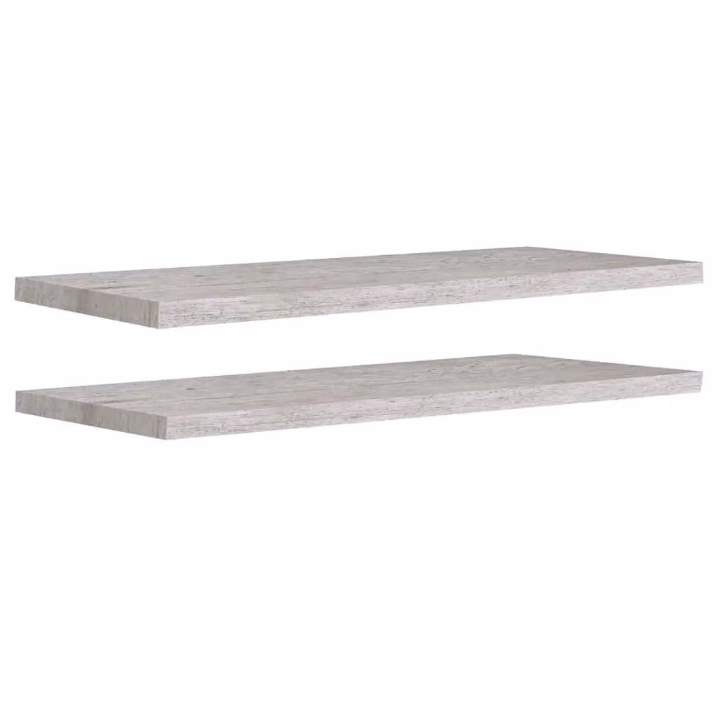 Berkfield Home Floating Wall Shelves, 2 Piece Set in Concrete Grey MDF, W: 90 cm, D: 23.5 cm, H: 3.8 cm – 2