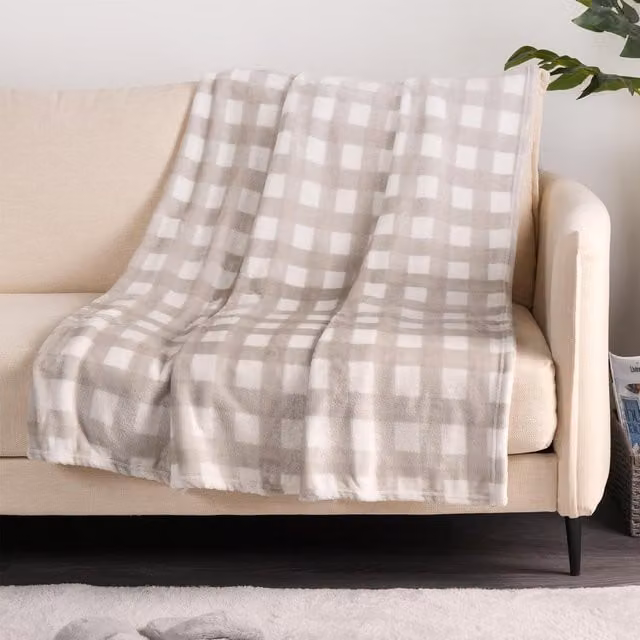 OHS Grey Checked Gingham Blanket