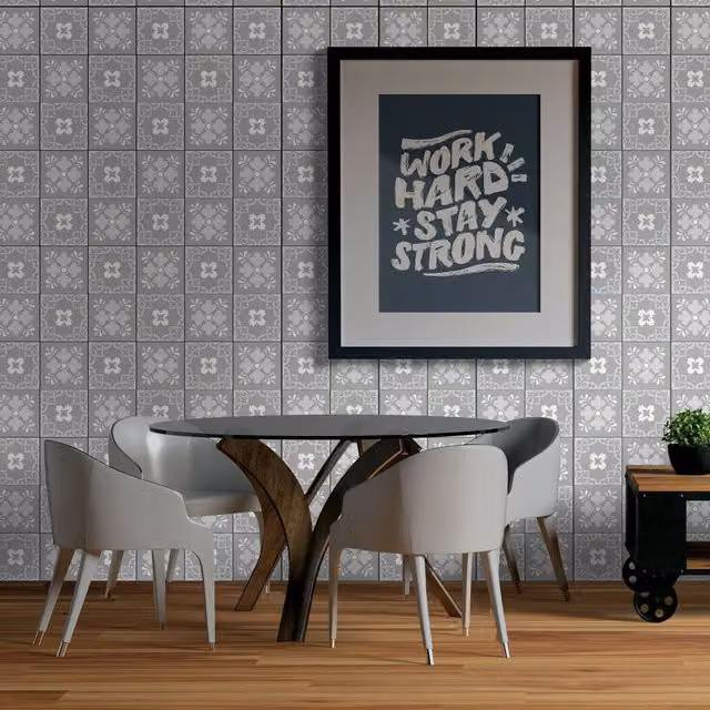 Walplus Wall Tile Stickers in Grey and Light Grey, 24 Pack, W/D/H: 15 x 15 x 15 cm