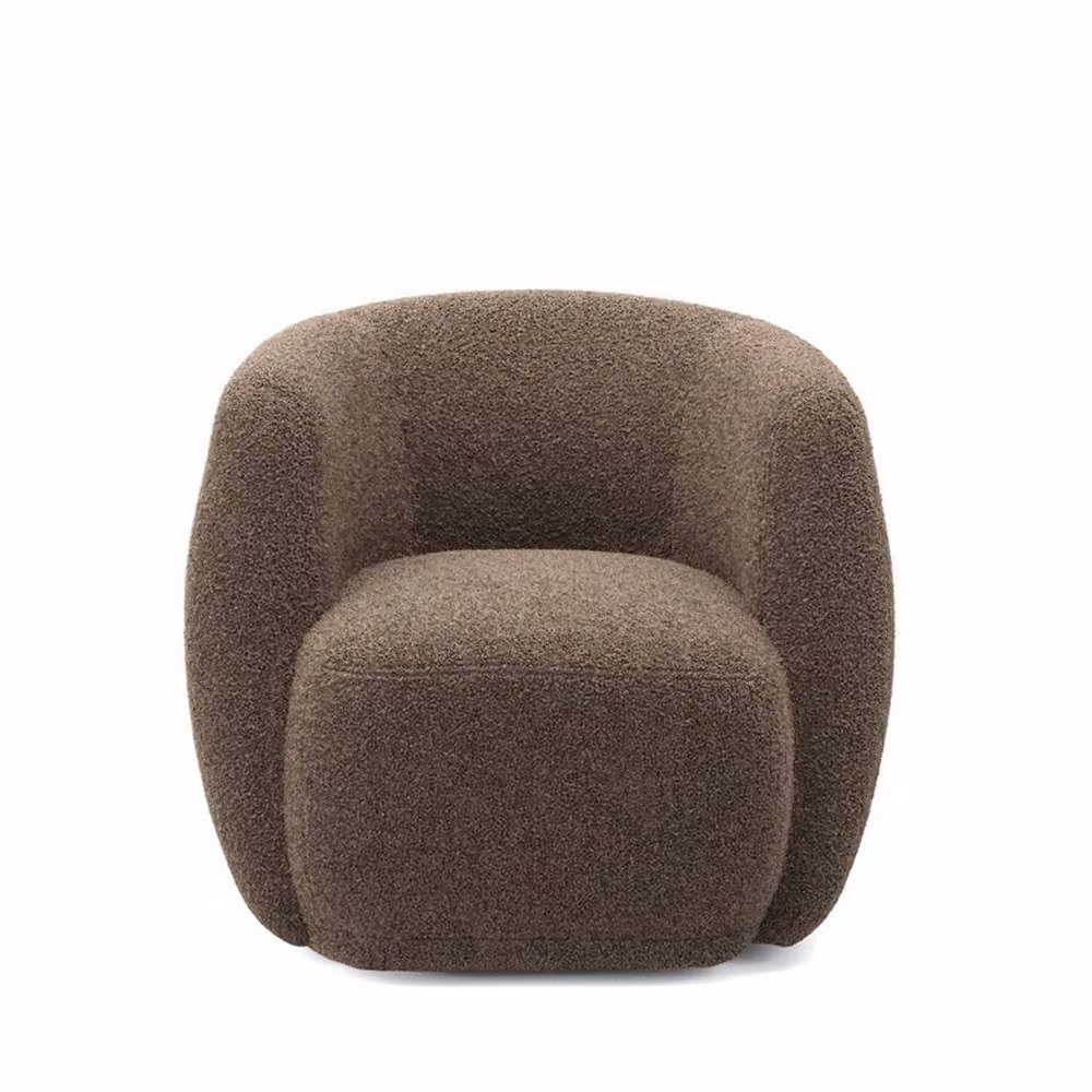 Lemon Pavilion Furniture Clay Indoor Tub Chair in Brown Sherpa Fabric, W: 82 cm, D: 79.5 cm, H: 72 cm – 2