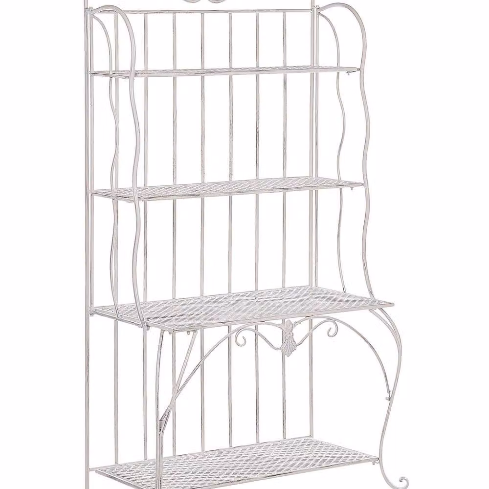 Wyld Haus Retro 4-Shelf Metal Plant Stand in Matt Beige for Indoor and Outdoor Use – 2