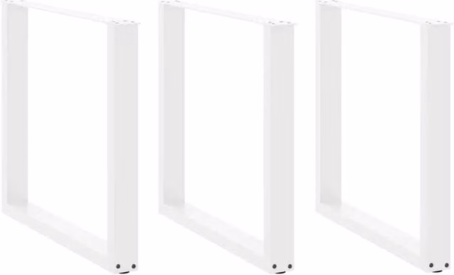 Berkfield Home U-Shaped Steel Coffee Table Legs, 3 Pieces, White, W: 80 cm, H: 72-73 cm