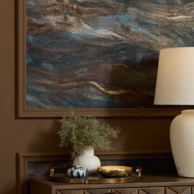 I Love Wallpaper Nirvana Metallic Abstract Wallpaper in Midnight Sky with Blue and Yellow Accents