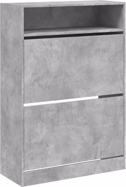 Berkfield Home Shoe Cabinet in Concrete Grey with 2 Tilting Compartments, W/D/H: 80 x 34 x 116 cm