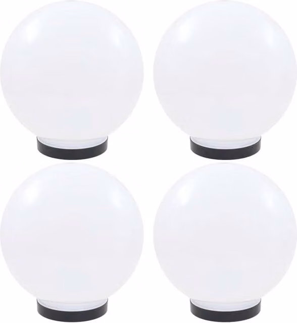 Berkfield Home Set of 4 White Spherical LED Bowl Tabletop Lamps, Diameter: 25 cm – 1