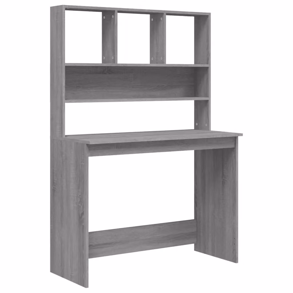 Berkfield Home Grey Sonoma Writing Desk with Shelves, W/D/H: 102 x 45 x 148 cm – 2