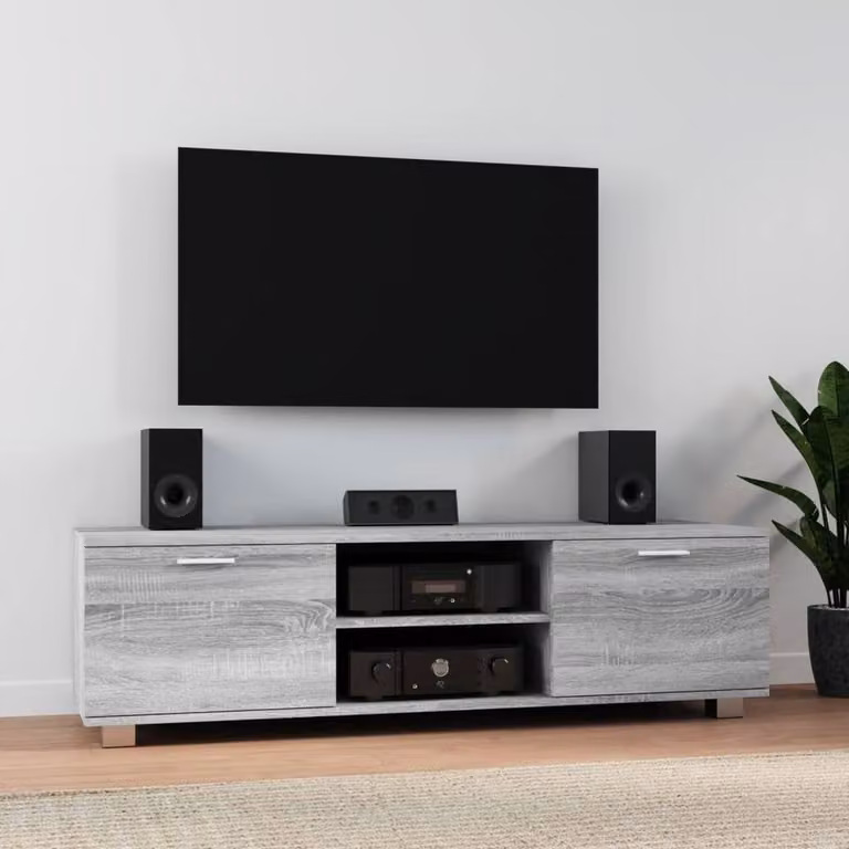 Berkfield Home Modern Grey Sonoma TV Cabinet, W: 140 cm, D: 40.5 cm, H: 35 cm