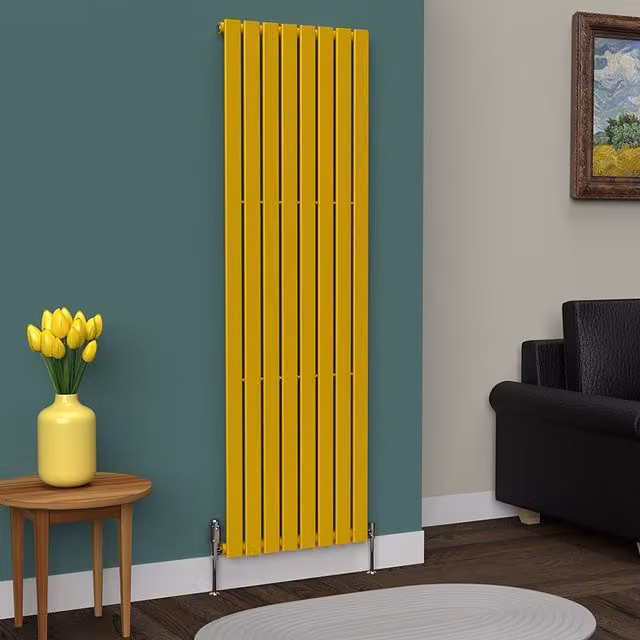 Lux Heat Flat Coloured Vertical Radiator in Sunflower Yellow, H 180 cm x W 56 cm