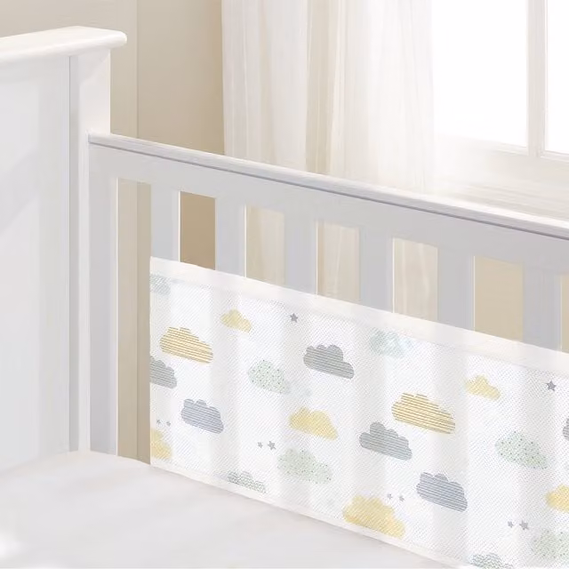 Breathablebaby Mesh Cot Liner Clouds in White