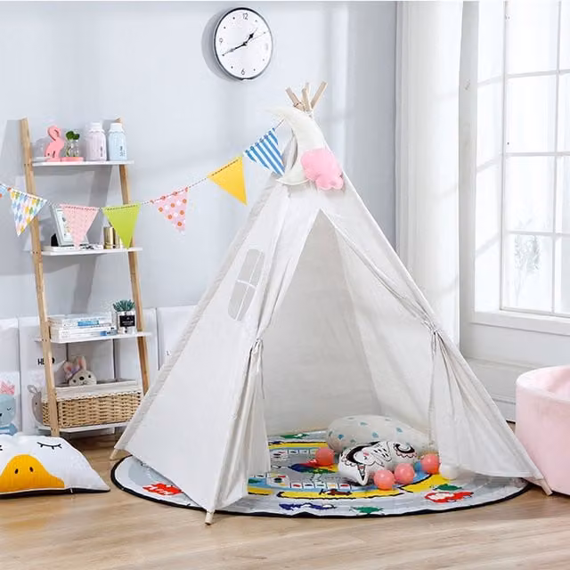 Livingandhome Foldable Childrens Play Tent Playhouse in Grey and White
