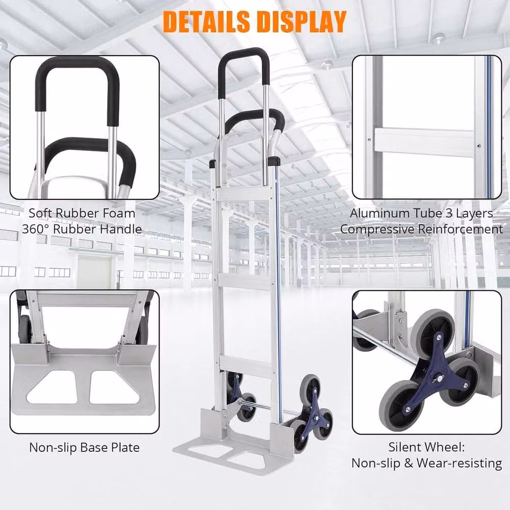VOGREX 2 in 1 Stair Climbing Hand Truck with 200kg Capacity in Silver – 2