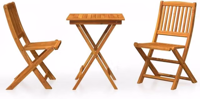 Berkfield Home 3 Piece Folding Garden Dining Set in Brown Solid Oiled Acacia Wood
